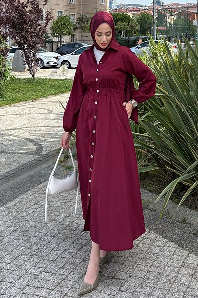 Tesettür Diyarı Women's Hijab Rapalin Dress - Burgundy