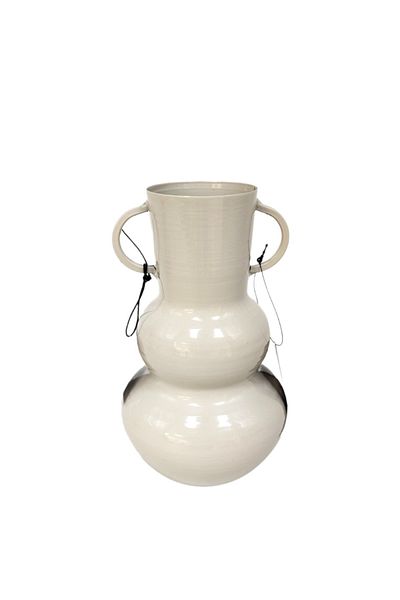 Living Distinctive iron vase, glossy white color, 20 cm