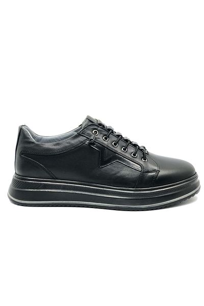 Kids Club Shoes Dropland 9130 Leather Men's Casual Shoes Black-Skin