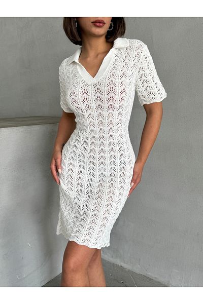 BEJNA Ecru Strandkleid mit Polokragen für Frauen