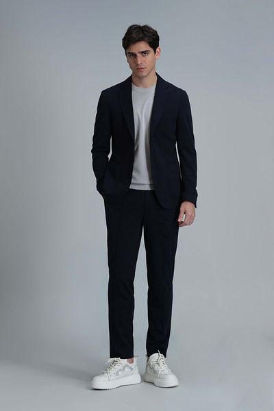 Lufian 111190324 Simon Smart Men's Chino Pants Slim Fit Men's Trousers Navy Blue