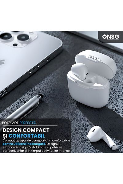 design xo Căști intraauriculare Bluetooth Xo X23, albe