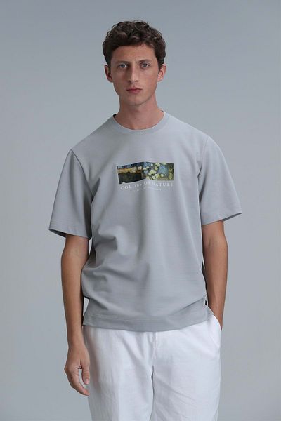 Lufian 111020193 Bıanca Modern Graphic T-Shirt Ανδρικό T-shirt Μπεζ