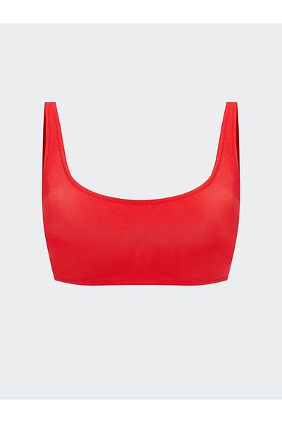 LC Waikiki Lcw Dream Red Plain Removable Pad Women's Bikini Top