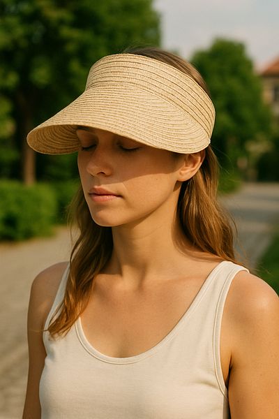 LAGRANZE Summer Straw Visor Women's Hat with Wide Brim
