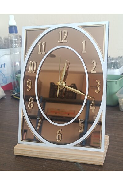nice solar Dekoratif Masa Saati - Modern Aynalı Tasarım, Ahşap Tabanlı