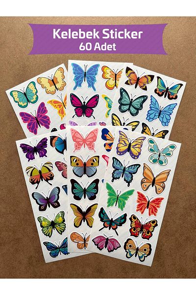 hdsticker 60Pcs Butterfly Sticker Set - Notebook, Wall, Laptop, Phone, Mirror, Glass Kids Book Decor Sticker P2