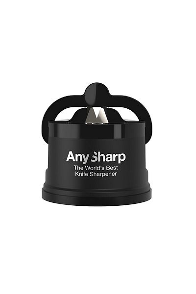AnySharp Ascuțitor de cuțite de bucătărie premium, negru, sistem universal, prindere cu vid