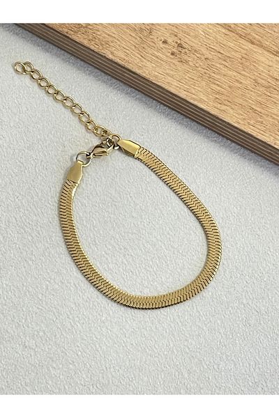 Rupen Kraft 316 L Surgical Steel Crushed Snake Model Gold Color Stainless Tarnish Steel Bracelet