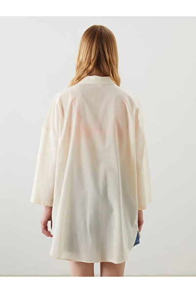 LC Waikiki Lcw Dream Beige Shirt Collar Women's Beach Dress