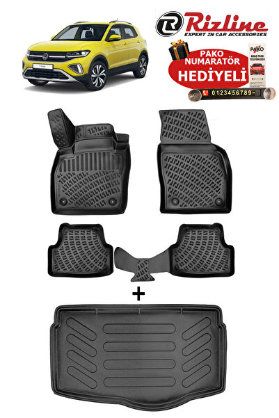 Rizline Volkswagen T-Cross 2019 Sonrası Havuzlu Paspas ve ALT Bagaj Havuzu Se...