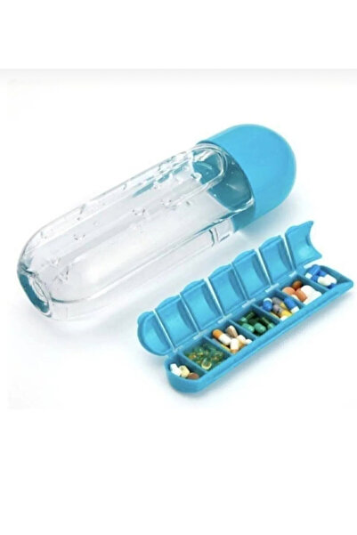 BPA FREE Colorful Medicine Box Canteen Drinking Bowl 600ml 7-Day Pill Box