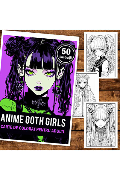 Legendary Gifts Carte de colorat pentru adulti, 50 de ilustratii, Anime Goth ...
