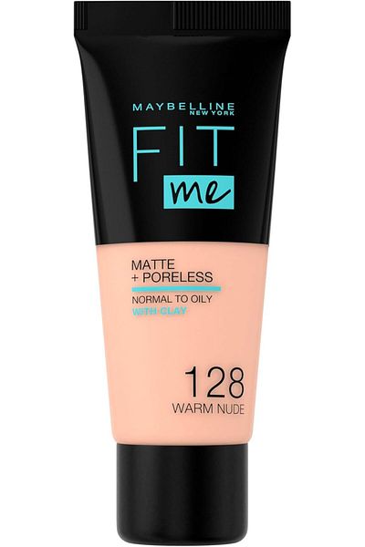 Maybelline New York Maybelline Fit Me Matte + Poreless Liquid Foundation – 30ml, Warm Nude 128, Beige, Normal Skin