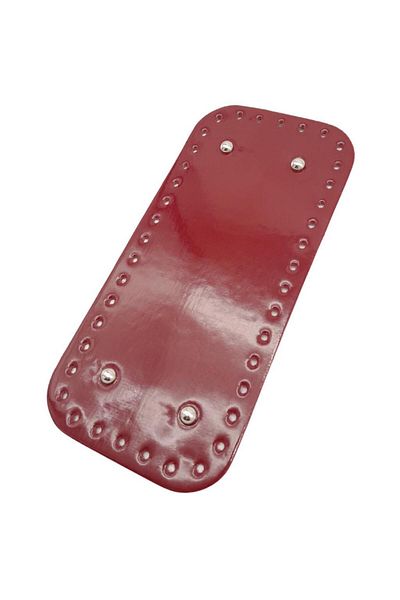 Nusrat Bilişim Geantă dreptunghiulară din piele lacuită strălucitoare 25x12 cm - culoare roșu claret, bază metalică argintie