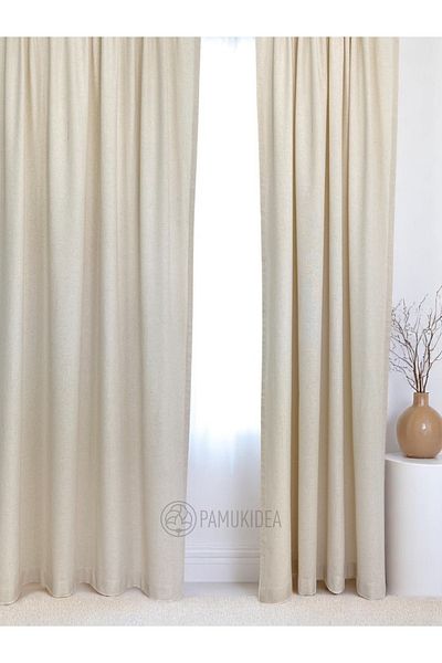 pamukidea Κουρτίνα από φυσικό λινό Buldan από 100% βαμβάκι - Μονό Φτερό - (Πλάτος X Μήκος)