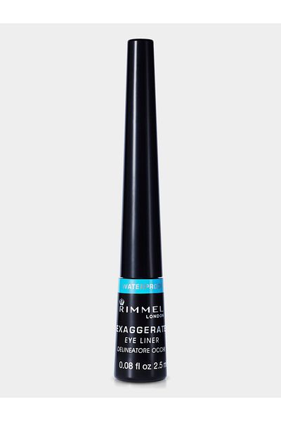 Rimmel Exaggerate Waterproof Liquid Eyeliner, Black. A Black Shade With A Glossy Finish.
