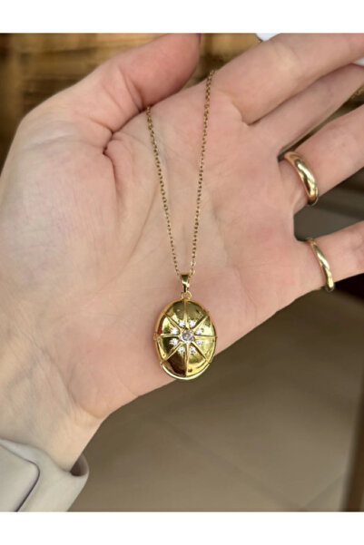 Ervalina قلادة إيرفالينا ذهبية اللون مع غطاء حجر الزركون - تصميم نجمة القطب