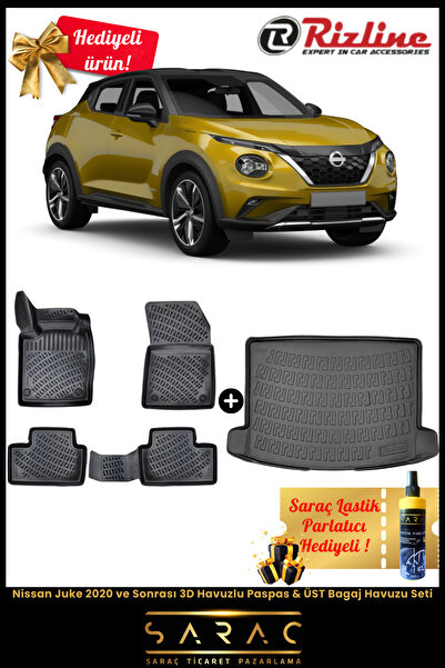 Rizline Nissan Juke 2020 ve Sonrası Havuzlu Paspas & ÜST Bagaj Havuzu Seti+HE...