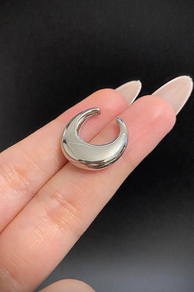 Blisse Piercing Silver Color Curved Figured Steel Ear Cuff – Non-Perforated, Compression Cartilage Earrings