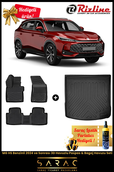 Rizline MG HS Benzinli 2024 ve Sonrası Havuzlu Paspas & Bagaj Havuzu Seti+HEDİYELİ!