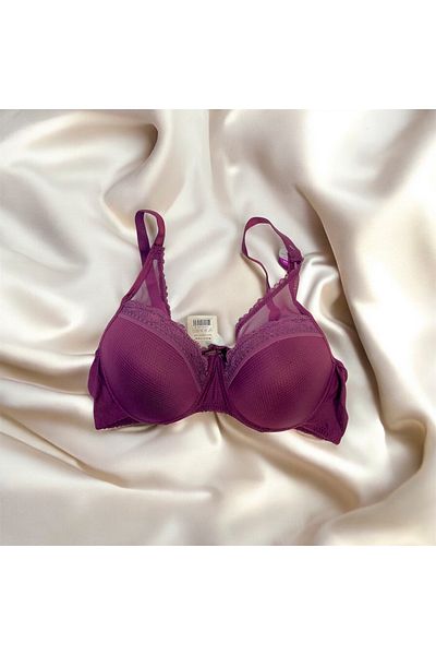 LİBELLA İÇ GİYİM Sutien cu sârmă cu dantelă și detaliu din plasă – violet – sutien de susținere – mărime mare