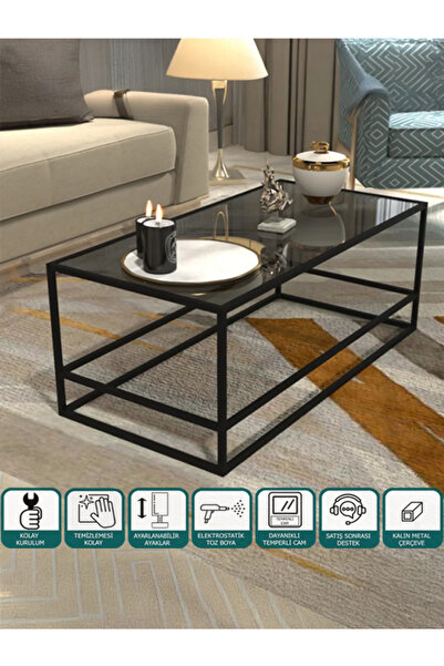 Mienmo Zen Orta Sehpa - Füme Camlı 100 Cm