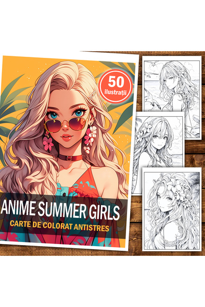 Legendary Gifts Carte de colorat pentruantistres, 50 de ilustratii, Anime Sum...