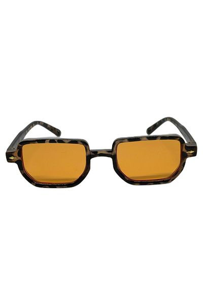 funeyes Lodin Leopard Frame Orange Glass Small Colored Glass Sunglasses Unisex