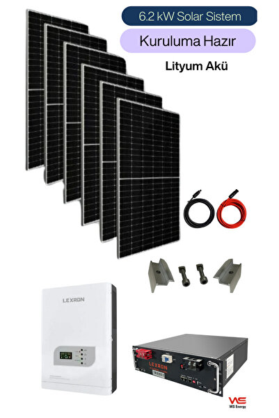 Lexron 6.2 kW Lityum Akü Depolamalı Hazır Solar Paket