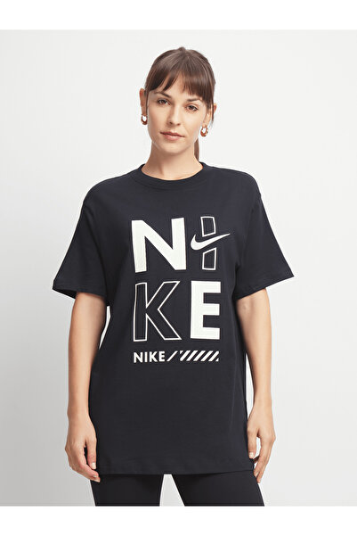 Nike Спортивний одяг Гель Бойфренд Вільний крій Короткий рукав Siyah Kadın Фу...