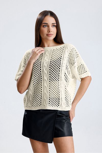 glztriko Women's Openwork Seasonal Hair Braid Patterned Cotton Blouse Knitwear Sweater Glz032