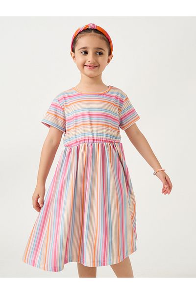 Styli Striped Short Sleeve Dress