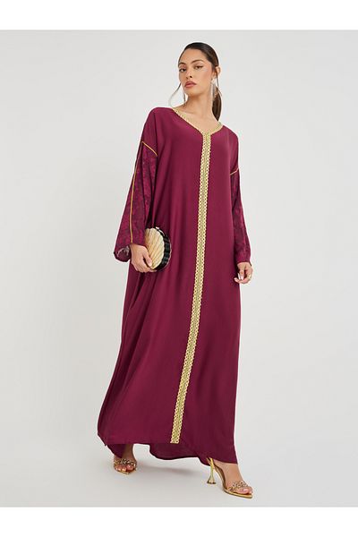 Styli Magrabi Lace Trim Brasso Sleeve Jalabiya