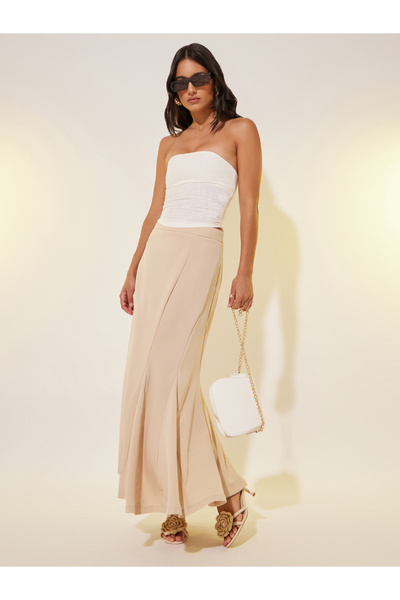 Styli تنورة ماكسي حورية البحر الصلبة مع سحاب جانبي مخفي