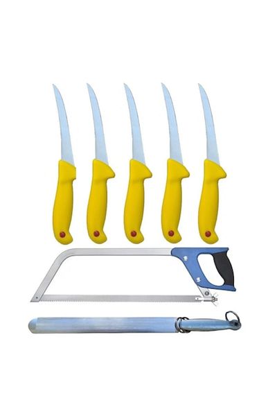 Globalport Retail Professional Butchery Set 5 R-gold Knives, 450 Mm Saw and Sharp File Knives