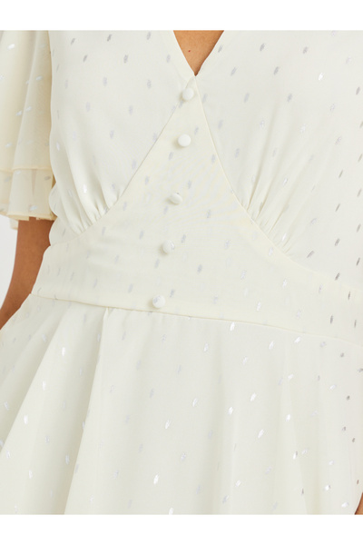 Styli Self Design Flared Sleeves Tiered Maxi Dress