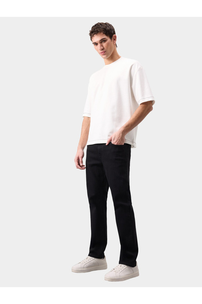 DeFacto Men's Black Dark Wash Straight Leg Jeans