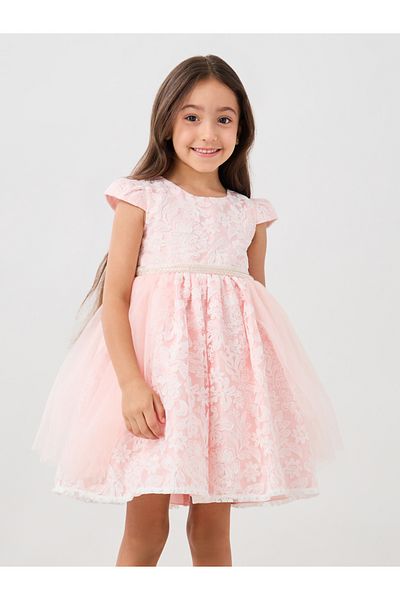 Styli Embellished Lace Fit and Flare Dress