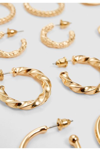 HISCOSMETIC Women's Gold - Gold Stylish Basic 6-Piece Double Earring Set