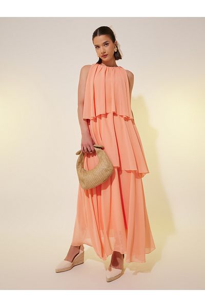 Styli Solid Sleeveless Tiered Maxi Dress