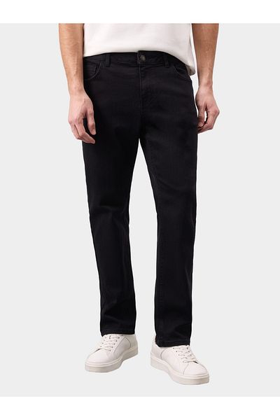 DeFacto Men's Black Dark Wash Straight Leg Jeans