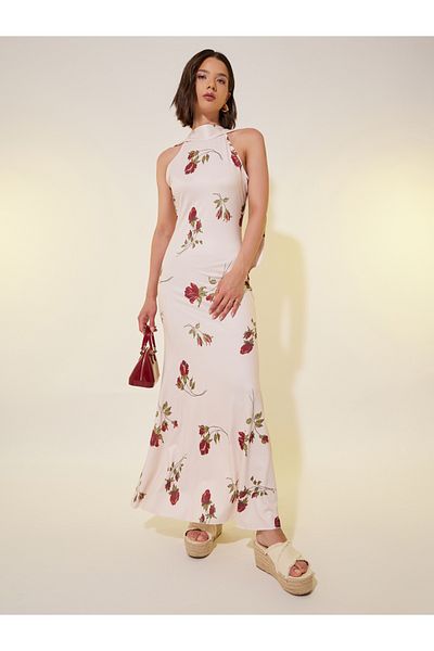 Styli Floral Print Sleeveless A-Line Maxi Dress