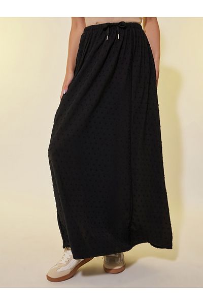 Styli Dobby Drawstring Waist A-Line Maxi Skirt