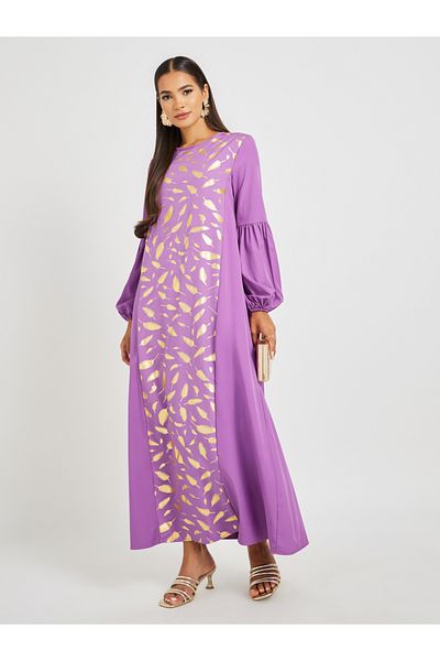 Styli Foil Printed Cuffed Sleeves Jalabiya