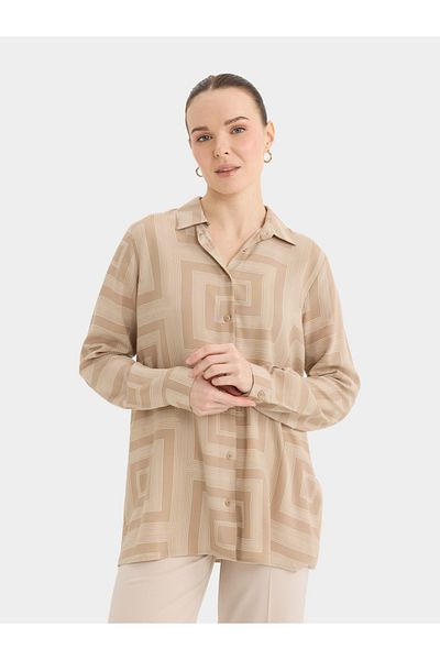 DeFacto Women Striped Brown Button-Down Shirt
