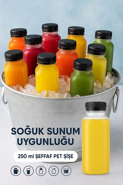 Open Home Concept 10Pcs 250ml Smoothie Detox Bottle Clear Plastic Leakproof Lid Juicing Bottle with Corner
