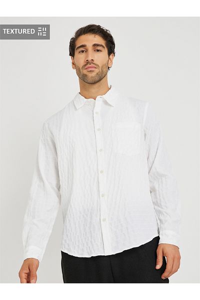 Styli Textured Spread Collar Long Sleeve Regular Fit Shirt