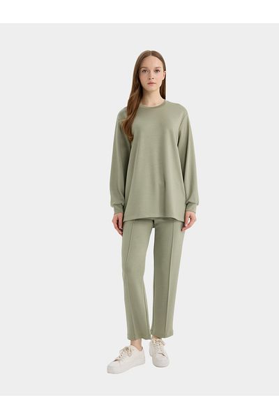 DeFacto Women Green Solid Long Sleeve T-Shirt