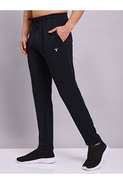 Technosport By Styli Men Black Solid 4-Way Stretch Track Pants